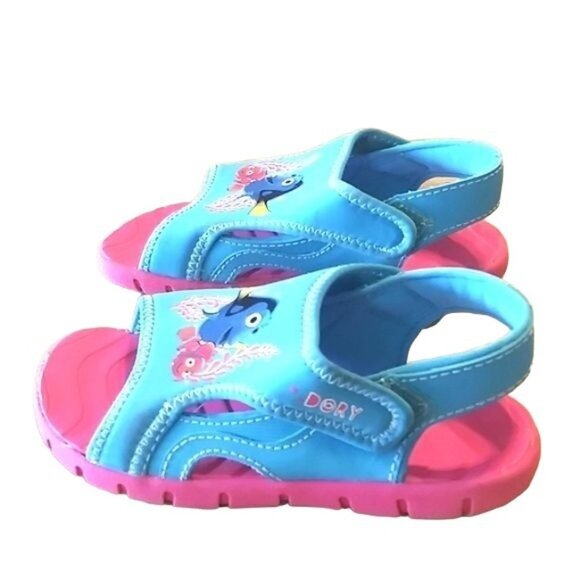 Disney Finding Dory Kids Open Toe Sandals Blue Pink Size 10 - Picture 3 of 8